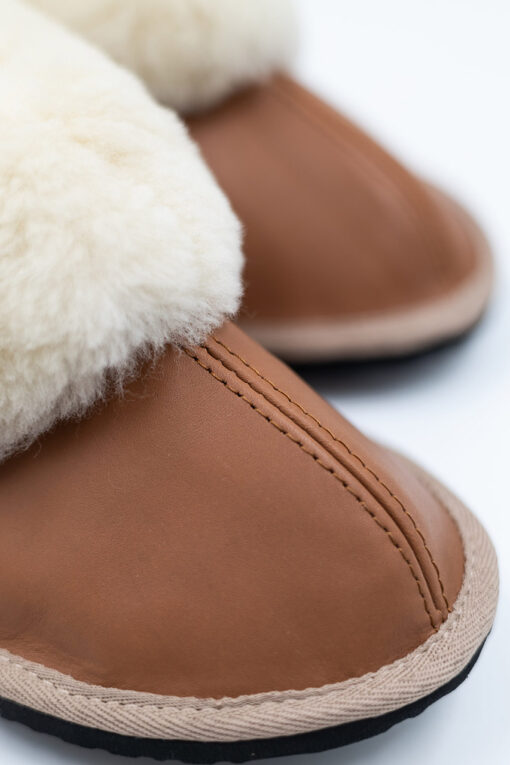 Tan Mule Leather Slippers