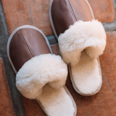 Mule Leather Slippers Brown